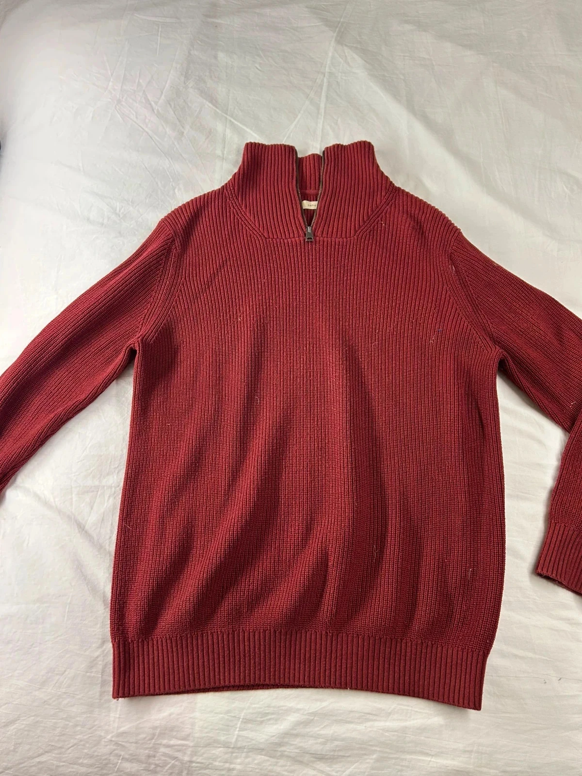 Pull rouge bordeaux hall zip quart zip celio